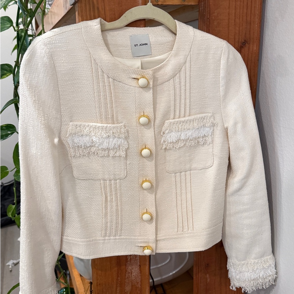St. John Chic Cream Button-Up Jacket - image 2